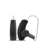 pair of widex moment hearing aids in black